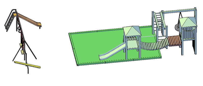 Oyun alanı ekipmanı 3D aksonometrik Projesi