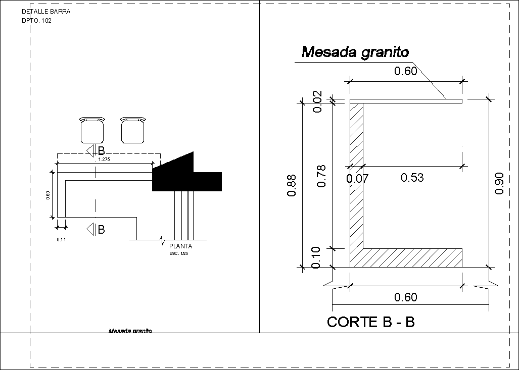 Автокад барная стойка чертеж