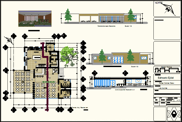 План кафе автокад